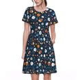 thumbnail image 1 of Xecao Robe Midi à Manches Courtes pour Femmes, Été, avec Poches, Décontractée, Fluide, Robe T-Shirt, Robe de Plage, 1 of 6