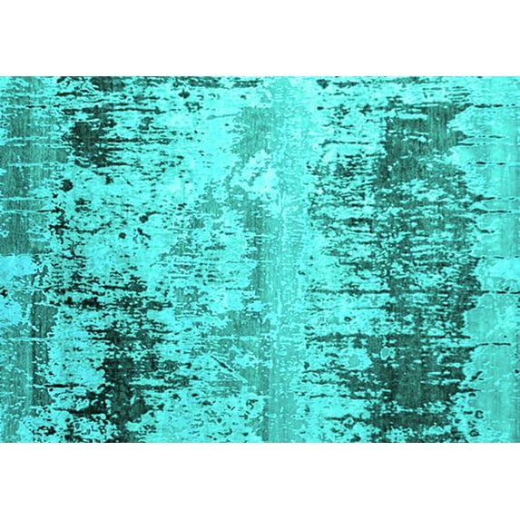 Ahgly Company Indoor Rectangle Oriental Turquoise Blue Industrial Area Rugs, 8' x 10'
