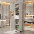 thumbnail image 5 of Aiho Bathroom Storage Cabinet, White Linen Cabinet, Narrow Tall Cabinet Storage Tower with Door ,Drawer and Open Storage - White, 5 of 9