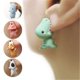 thumbnail image 2 of moda y lindo animal forma mordida pendientes dinosaurio adecuado para las mujeres de dibujos animados pequeño perro ballena pendientes niña diversión regalos de cumpleaños, 2 of 4