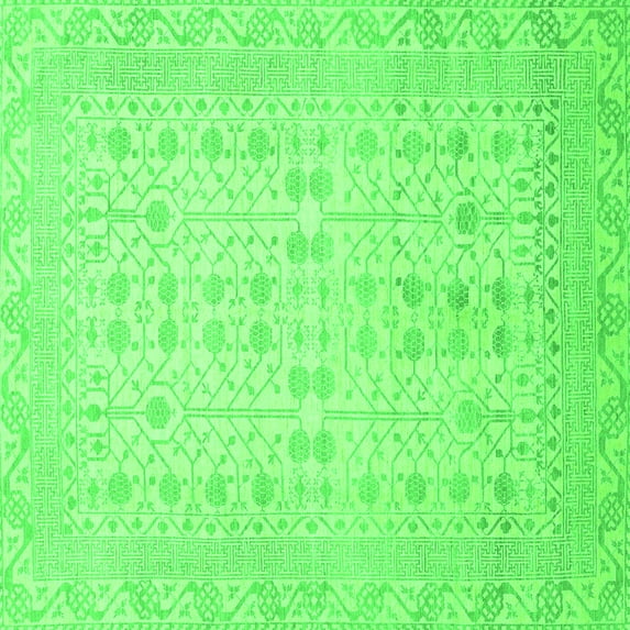Ahgly Company Indoor Square Oriental Green Traditional Area Rugs, 6' Square