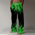 thumbnail image 2 of Zpanxa Work Pants for Men Flame Printed Drawstring Elastic Waist Loose Fit Athletic Pants with Side Pockets, 2 of 5