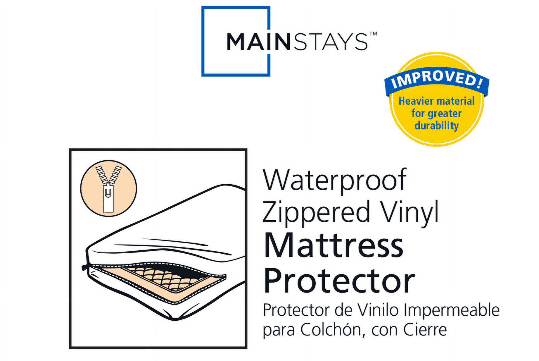 Mainstays Vinyl Waterproof Zippered White Mattress Protector, 1 Each - image 2 of 2