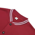 thumbnail image 4 of Men's Lapel Jacket, Solid Color Fleece Baseball Collar Button-Down Casual Zipper Pocket Coat for Sports and Winter Season,Red,2XL, 4 of 7