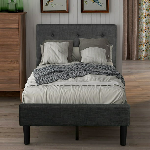 Clearance Wood Bed Frame Twin, Grey Twin Bed Frame With Headboard