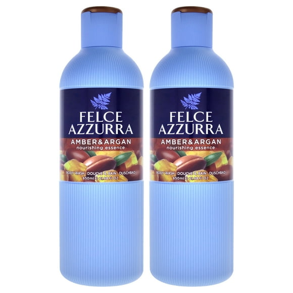 Amber and Argan by Felce Azzurra for Unisex - 22 oz Body Wash - Pack of 2