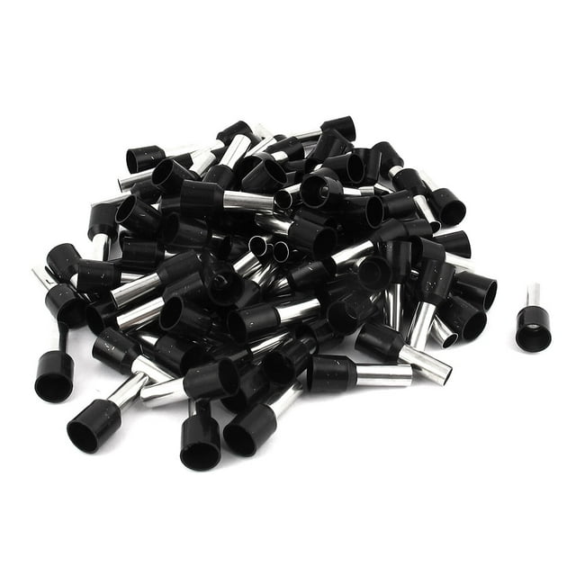 100 Pcs Terminales de Conexión de Cuerda Aislados Ferrule Negro E10-12 8AWG 10mm2