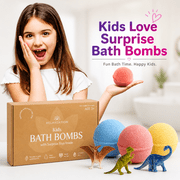 Big Bath Bombs for Kids with Surprise Inside Big Dino Toys 7 oz / each Handmade in USA Natural and Safe by Relaxcation