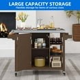 thumbnail image 3 of Dextrus Wood Grill Cart with Stainless Steel Table, Outdoor Grill Table with Wheels & Storage, Brown, 3 of 9
