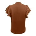 thumbnail image 6 of OSOLU Solid Color Women Tops Puff Short Sleeve Shirts Pleated T-Shirt Tee Tops Dressy Casual Business Trendy Summer Tunic Blouse, 6 of 7