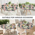 thumbnail image 7 of Round Fitted Tablecloth with Elastic Edges Fits 36"-44" Round Tables Pioneer Colorful Floral Waterproof Table Cover Washable Indoor and Outdoor for Party Kitchen Dinner Banquet Patio Picnic, 7 of 7