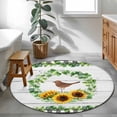 thumbnail image 3 of Spring Eucalyptus Sunflower Round Area Rug 4Ft Washable Circle Rugs for Bedroom Dining Room, Farmhouse Birds Gray Wood Non-Slip Carpet Floor Mats Indoor Outdoor Carpet Runner Aesthetic Home Decor, 3 of 8