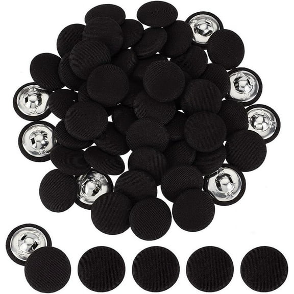 Cloth 50pcs Cloth Shank Buttons with Zinc Alloy Finding Flat Round for Overcoat Garment Accessories Black 19x8mm Hole: 3x3mm