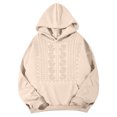 thumbnail image 2 of Women's Floral Embroidered Hoodie Sweatshirt, Long Sleeve Kangaroo Pocket Relaxed Pullover Top for Casual Everyday Wear, 2 of 4