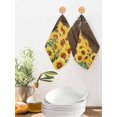 thumbnail image 2 of Sunflowers Kitchen Dish Towels for Drying Dishes Set of 4, Wooden Yellow Summer Botanical Elegant Pastoral Waffle Weave Microfiber Hand Tea Bathroom Towels Quick Dry & Absorbent Towel 12x12, 2 of 7