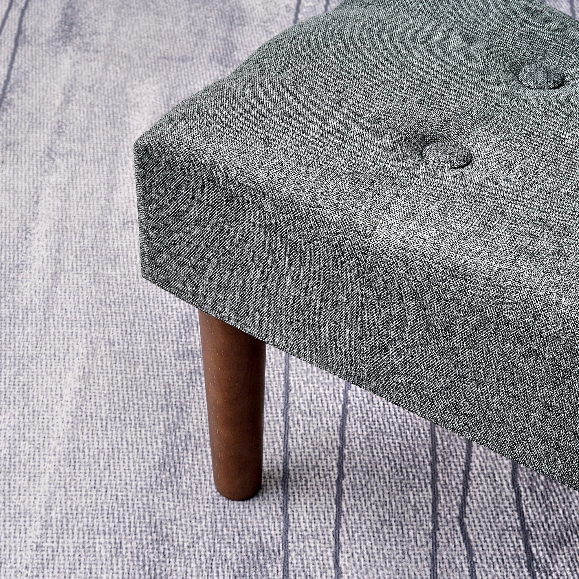 VECELO Small Tufted Foot Stool, Upholstered Footrest Ottoman with Legs, Fabric Rectangle Sofa Foot Rest for Living Room, Couch, Gray