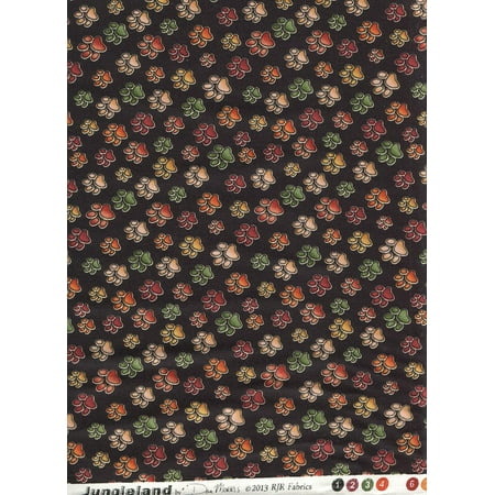 - Dan Morris Jungeland for ~ Cat Paw Print ~ Tiger, Lion, Leopard, Cheetah, Jaguar Paw Print Fabric ~ HALF YARD ~ Patt: #1534 Color #: 2 ~ African Safari Big.., By RJR Fabrics