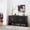 Black + MDF, variant on 60 inch Mid Century Modern Sideboard Buffet Cabinet with Storage, Black MDF TV Media Console with Geometric Pattern & Adjustable Shelves for Living Room Dining Room Entryway