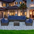 thumbnail image 5 of LEVELEVE 7 Pieces Outdoor Patio Furniture Sets,Rattan Conversation Sectional Set,Manual Weaving Wicker Patio Sofa with Tea Table, 5 of 7