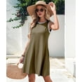 thumbnail image 6 of Summer Dresses for Women Vacation Casual Beach Sundress Sleeveless Tank Crewneck Shift Swing Dress Green S, 6 of 10