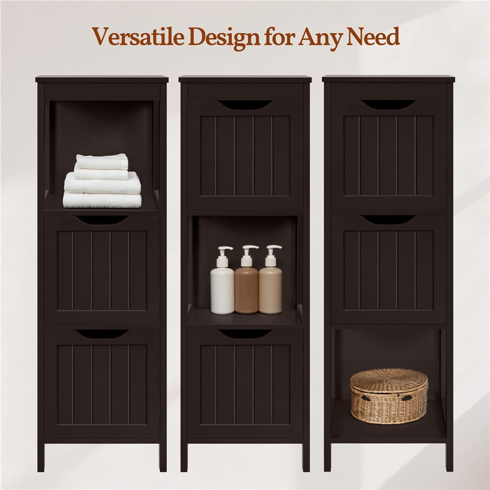 Yaheetech Bathroom Floor Cabinet with 2 Drawers, Free-Standing Side Storage Organizer with 1 Shelf, Wooden Multifunctional Rack Stand, Espresso