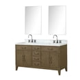 thumbnail image 2 of Laurel 60 in W Grey Oak Double Vanity, Carrara Marble Top, Faucet Set, & 28 in Mirrors, 2 of 9