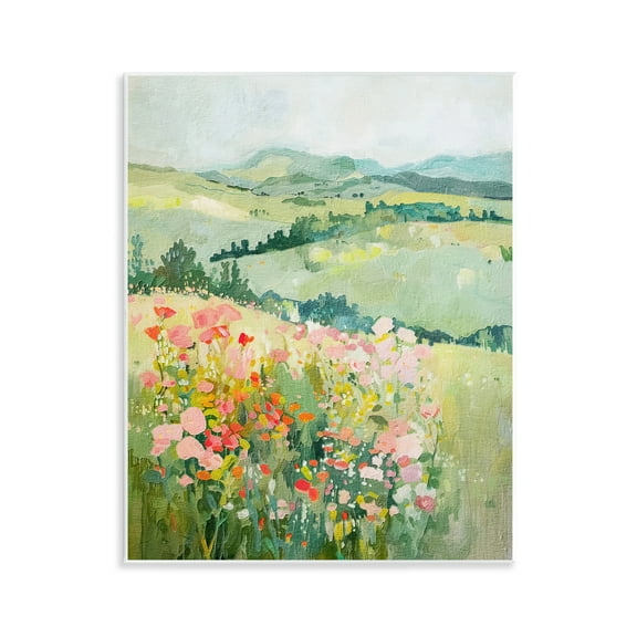 Stupell Industries Soft Flowers Meadow Landscape & Nature Painting Unframed Art Print Wall Art, 11 x 14
