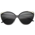 thumbnail image 1 of sunglassLA Female Women's Oversize Metal Accent Bold Cat Eye Sunglasses 61mm (Black-Gold / Smoke) - 61mm, 1 of 1