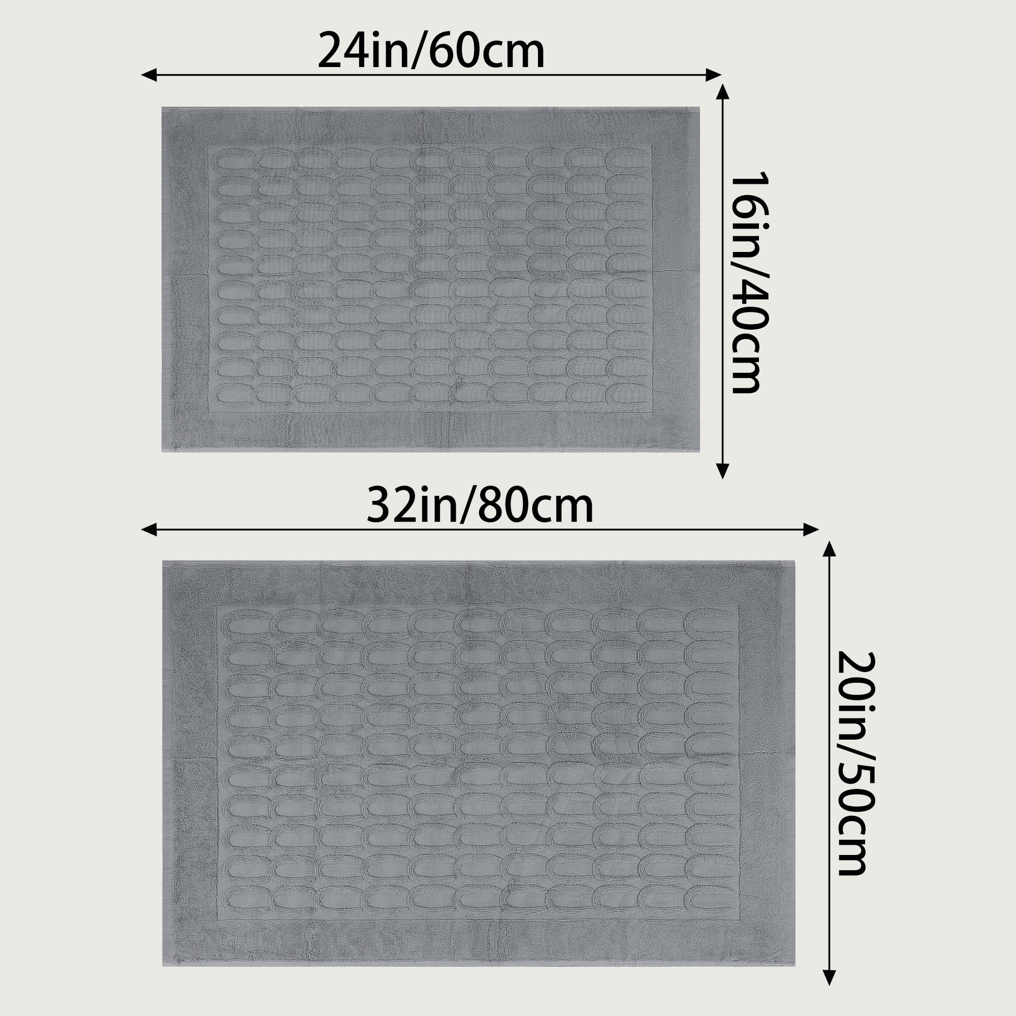 Unique Bargains Washable Textured Cotton Bath Rug Water Absorbent Mat Gray 20" x 32"