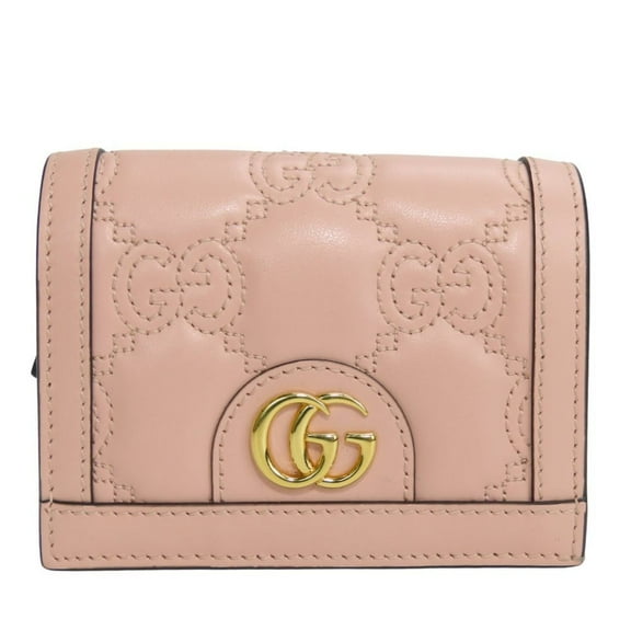 Pre-Owned Gucci Bi-fold Wallet 723786 GG Matelasse Leather Pink Compact Women's GUCCI (Good)