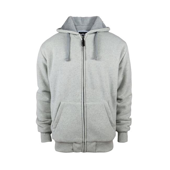 Mens Solid Sherpa Lined Zip Up Hoodie - Light Grey , Case of 12 ...