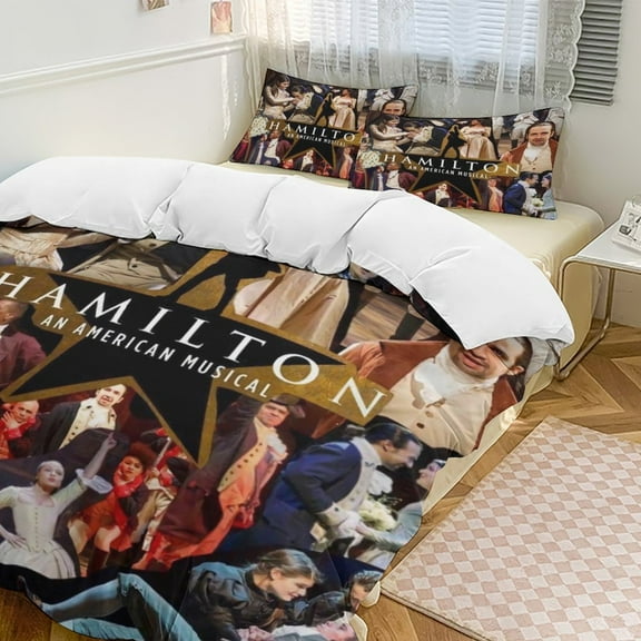 Hamilton The Musical Bedding Set Novelty Pattern Soft Microfiber Comforter Set 3 Pieces 1 Duvet Cover 2 Pillow Shams Twin-86"x70"
