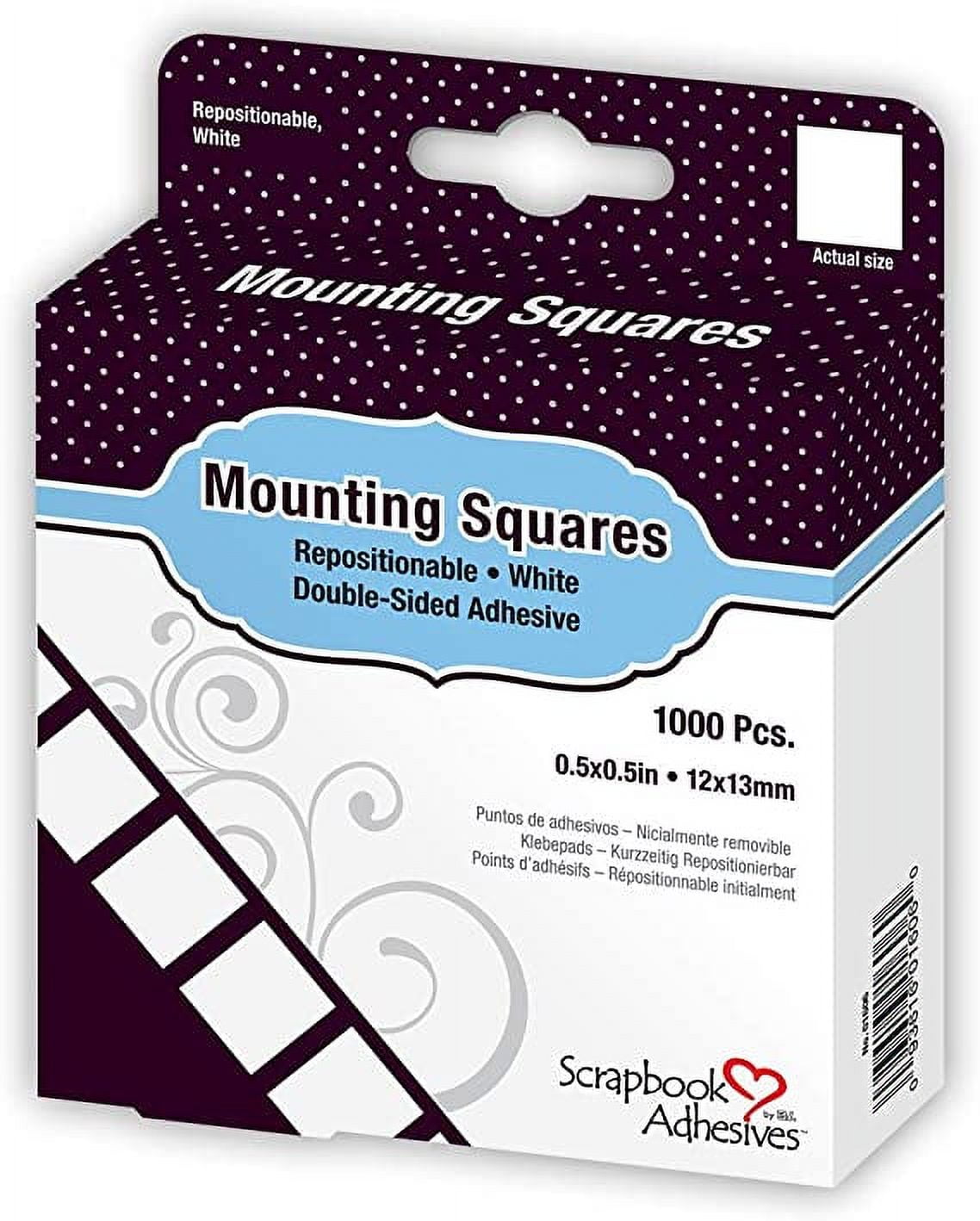 Scrapbook Adhesives by 3L Mounting Squares Clear Double Sided 0.5", 1000 pieces Count