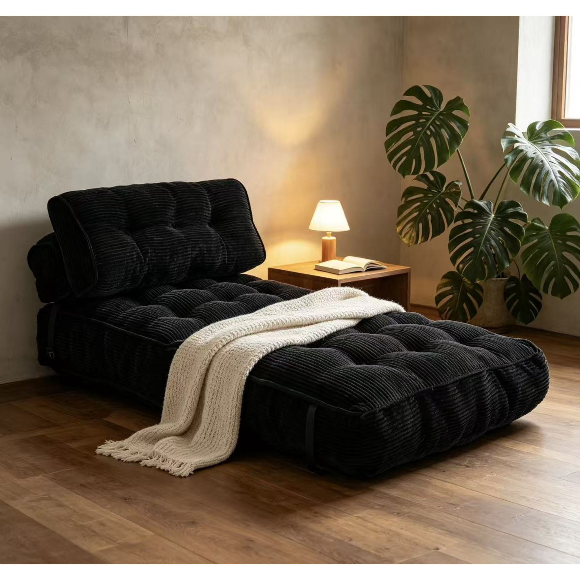 Leumius Folding Sofa Bed, Convertible Sleeper Chair with Pillow Foldable Mattress with Back Support, Portable Fold Out Chair Bed Comfy Floor Sofa Lounge for Living Room Bedroom Black