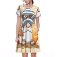thumbnail image 1 of Fotbe Hello Summer Cute Gnome Vestido Largo de Moda para Mujer, Vestido Tipo Camiseta con Manga Corta y Estilo Casual a Rayas y Bloques de Color, 1 of 6