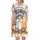 thumbnail image 1 of Fotbe Hello Summer Cute Gnome Vestido Largo de Moda para Mujer, Vestido Tipo Camiseta con Manga Corta y Estilo Casual a Rayas y Bloques de Color, 1 of 6