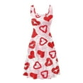 thumbnail image 4 of Renewold Heart Print Kiss Lips Summer Sleeveless Tank Dress Valentine's Day Ladies Dance Beach Party Dresses Midi Flared Vest Sundress Flared Dress Size L, 4 of 6