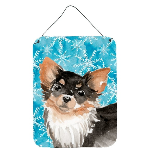 Long Haired Chihuahua Winter Wall or Door Hanging Prints