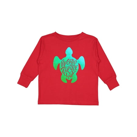

Inktastic World Turtle Day with sea turtle in green and blue. Boys or Girls Long Sleeve Toddler T-Shirt