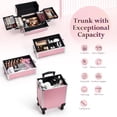 thumbnail image 2 of Professional 4 in 1 Rolling Makeup Case Large Cosmetic Trolley Salon Barber Box Traveling Cart Trunk, 2 of 7