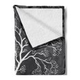 thumbnail image 2 of Grey Soft Flannel Fleece Throw Blanket, Tree Illustration with Growing Branches Merry Seasonal Grass Bushes Nature, Cozy Plush for Indoor and Outdoor Use, 70" x 90", Grey White, by Ambesonne, 2 of 5