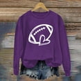 thumbnail image 2 of Holzkary Women's Football Game Day Sweatshirt Women's Rugby Printed Pullover Round Neck Casual Graphic Print Oversized Crewneck Sweatshirts Long Sleeve Pullover for Gameday Hoodies Purple Xl, 2 of 4