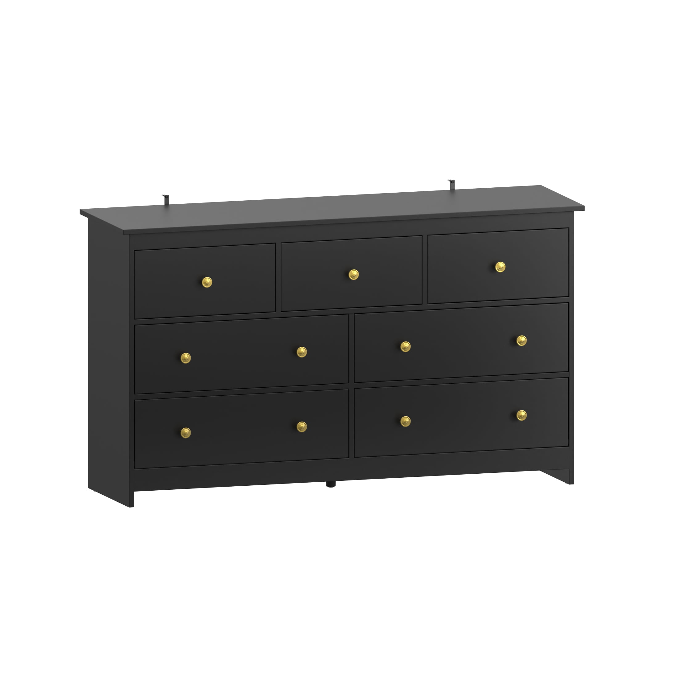 YouTrend 7 Drawer Dresser, Modern Black Chests of Drawers Wood Adult Storage Cabinet for Bedroom Living Room Hallway