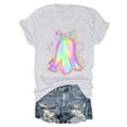 thumbnail image 5 of mgoYE Women Clothes Women Cotton Halloween T-Shirt Ghost Print Short Sleeve Tops Ladies Outfits|White 3XL, 5 of 5