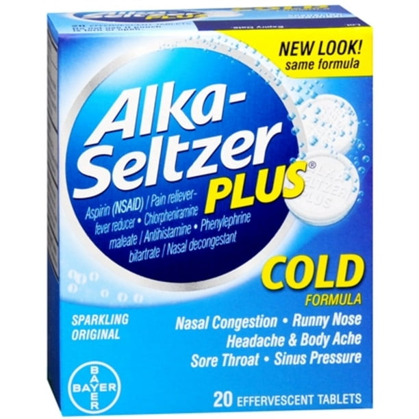 Alka-Seltzer Plus Cold Formula Effervescent Tablets Sparkling Original ...