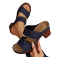thumbnail image 5 of Lenago Women Sandals Casual Comfortable Plus Size Solid Color Round Toe Open Toe Heel High-Heeled Sandals 37, 5 of 9