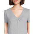 thumbnail image 3 of RealSize Women's Shirred V-Neck Tee with Short Sleeves, Sizes XS-3XL, 3 of 6