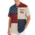thumbnail image 2 of Domuza Men's 2026 Independence Day Shirts American Flag Graphics Casual Collared Button-Up Short Sleeve T Shirts Summer 2026 Fashion Comfortable Tops with Pockets Deep Red L, 2 of 5