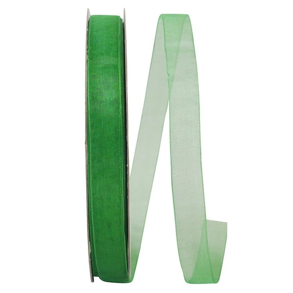 Reliant Ribbon - 25621-510-03C, Sheer With Filiment Edges Ribbon, Emerald, 5/8 Inch, 100 Yards