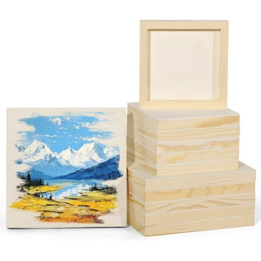 12PCS Wooden Panel Boards 6"x6" & 8"x8", Unfinished Wood Canvas Panel, Natural Pine Wood Cradled Painting Panel, DIY Art Craft Boards, Blank Wood Canvas Board for Watercolor, Oils Acrylics